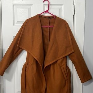 Fashion Nova Walking In the City Trench Coat- Cognac, Size Medium